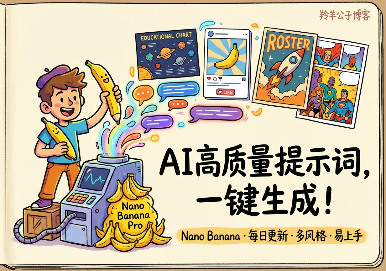 Nano Banana提示词合集网站-羚羊公子博客