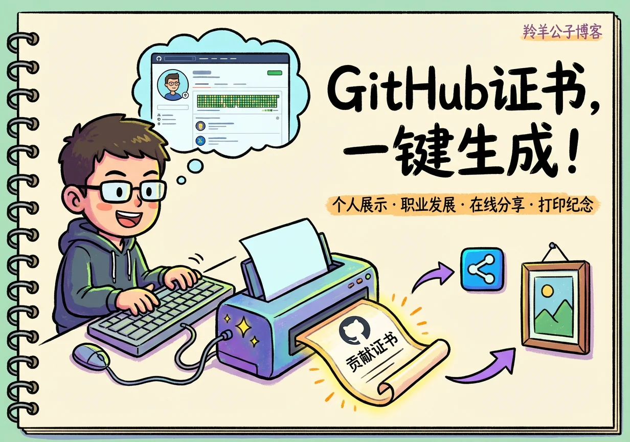 GitHub贡献证书生成-羚羊公子博客